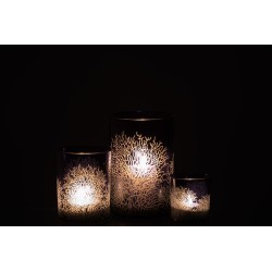 Photophore en verre avec décoration corail blanc