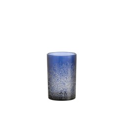 Photophore en verre avec décoration corail blanc