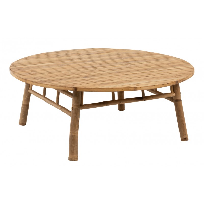 Table de salon ronde en bois naturel 120x120x46 cm