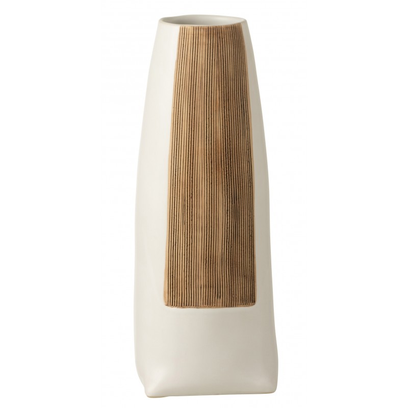 Vase rond en céramique blanc 16x16x40 cm