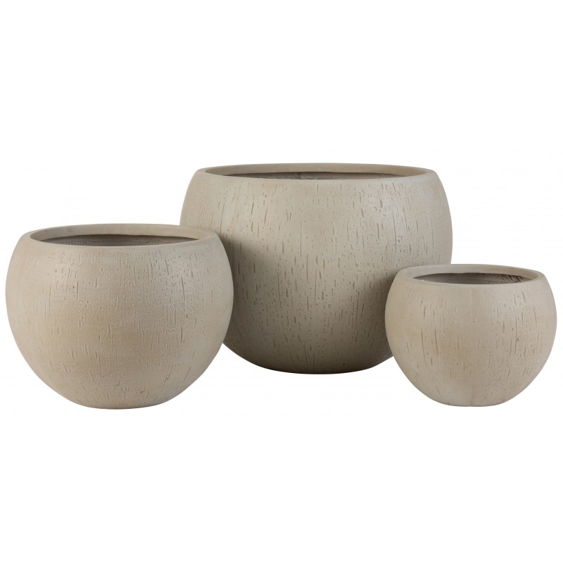 Set de 3 cache-pots en céramique beige 55.5x55.5x39 cm