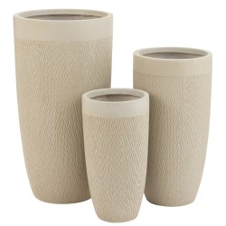 Lot de 3 pots de fleurs haut en argile beige