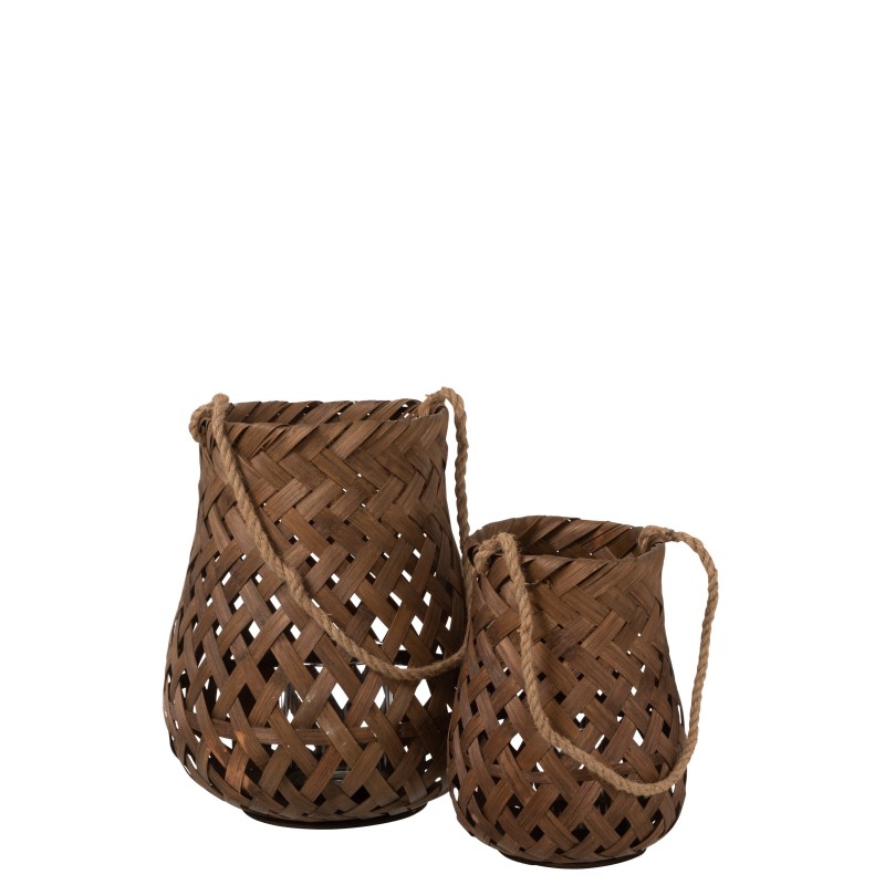 Lanterna in legno intrecciato marrone 34x34x41 cm Lanterna in legno intrecciato marrone 34x34x41 cm