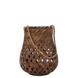 Lanterne tressée en bois marron 34x34x41 cm