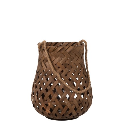 Lanterne tressée en bois marron 34x34x41 cm