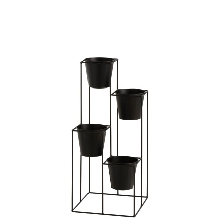 Maceteros colgantes de metal negro 31x31x70 cm