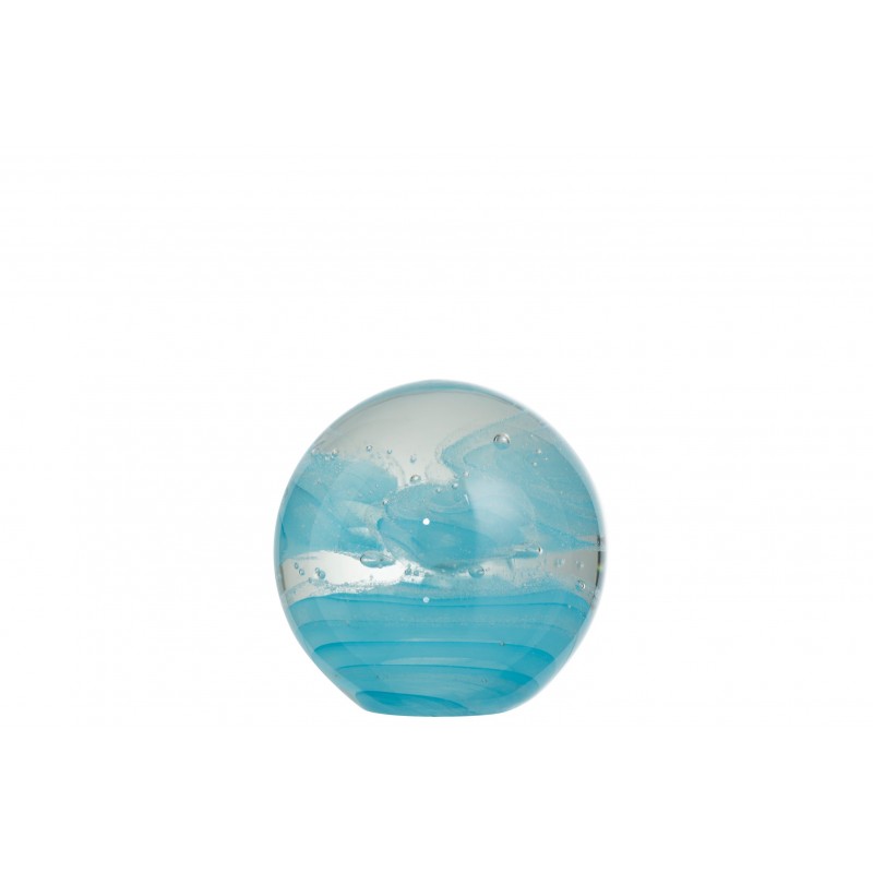 Presse papier boule avec dessin cyclone bleu en verre D12cm