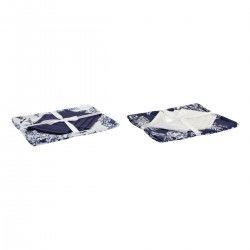 Nappe et serviettes de table DKD Home Decor 8424001798797 150 x 150 x 0,5 cm Blanc Blue marine (2 Unités)