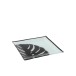 Assiette carrée avec feuilles en verre noir et blanc L20cm Assiette carrée avec feuilles en verre noir et blanc L20cm