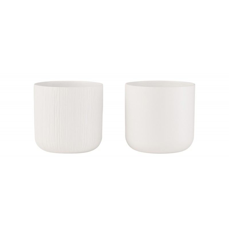 Cache-pots en céramique blanc 18.5x18.5x18 cm Ass2