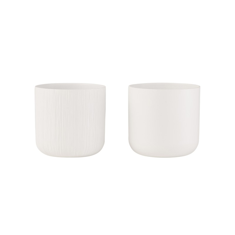 Set di 2 fioriere in ceramica bianca 18,5x18,5x18 cm