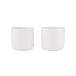 Set de 2 cache-pots en céramique blanc 21x21x20 cm