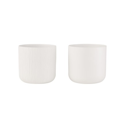 Set de 2 cache-pots en céramique blanc 21x21x20 cm
