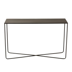 Mesa consola rectangular pata cruzada de metal negro 120cm
