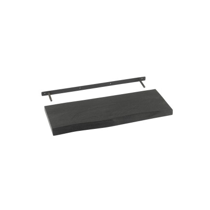Estante de pared de madera de mango negro 70x27x4 cm