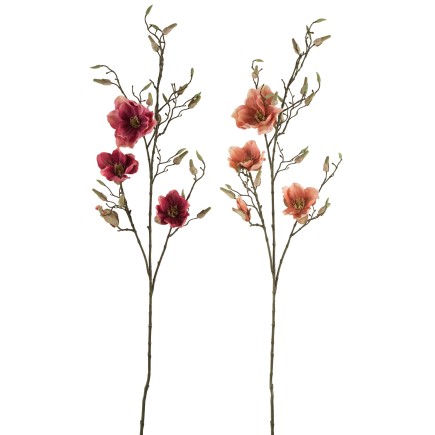 Set de 2 Branches de magnolia en plastique rose 31x31x37.5 cm