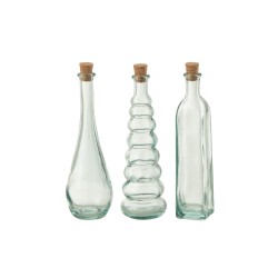 Bouteilles hautes en verre transparent 4x4x19 cm - Ass *3