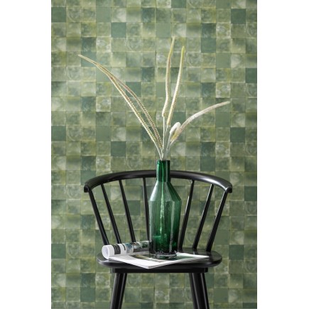 Bote decorativa de vidrio verde 14x14x28 cm