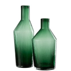Bouteille décorative en verre vert 12x12x35 cm