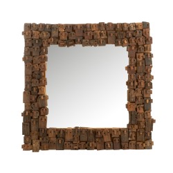 Miroir carré en bois recyclé 90*90cm