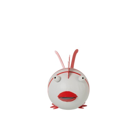 Pez de metal blanco - rojo 18x11.5x8.8 cm