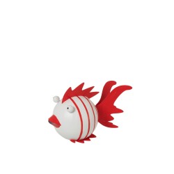 Pez de metal blanco - rojo 18x11.5x8.8 cm