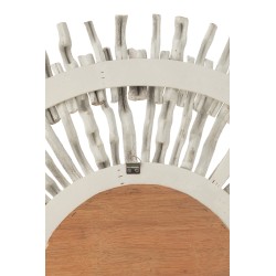 Miroir rond cadre en bois vieilli D100cm