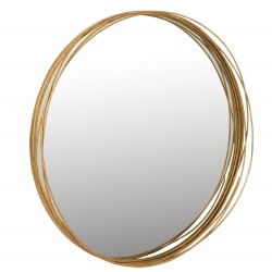Miroir rond avec bord haut en métal doré de 90 cm