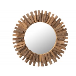 Miroir rond dans cadre en bois D60cm