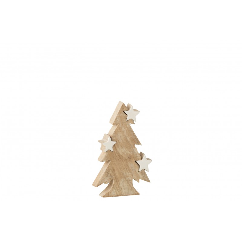 Sapin de Noël décoratif en bois de manguier blanc 12x3x20 cm