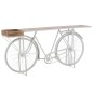 Table velo bois de manguier et en métal blanc 185x36x86 cm