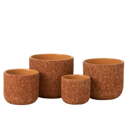 Cache-pot en céramique orange 24.5x24.5x22 cm