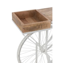Table velo bois de manguier et en métal blanc 185x36x86 cm