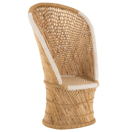 Silla de bambú para interior o exterior de madera natural de 87x82x151 cm