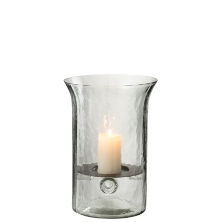 Bougeoir plat en verre transparent 19x19x27 cm