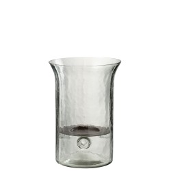 Bougeoir plat en verre transparent 19x19x27 cm