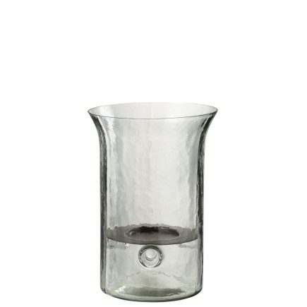 Bougeoir plat en verre transparent 19x19x27 cm