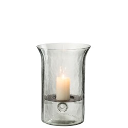 Bougeoir plat en verre transparent 19x19x27 cm