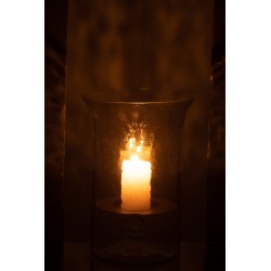 Bougeoir plat en verre transparent 19x19x27 cm