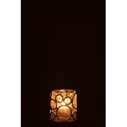 Photophore en verre or 7x7x9 cm