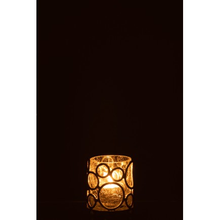 Photophore en verre or 7x7x9 cm