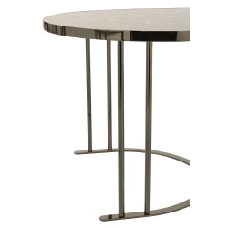 SET DE 3 TABLE DE SALON OWAL ARGENT/MARRON METAL/***