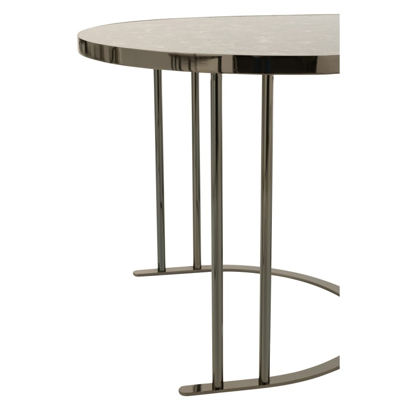 SET DE 3 TABLE DE SALON OWAL ARGENT/MARRON METAL/***