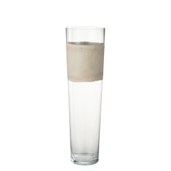 Vase avec ligne en verre beige 17x17x60 cm