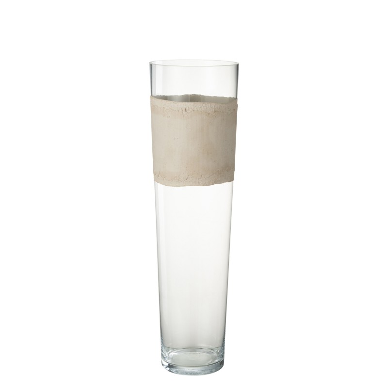 Vase avec ligne en verre beige 17x17x60 cm Vase avec ligne en verre beige 17x17x60 cm