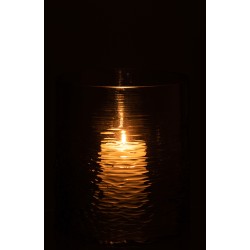 Photophore en verre bleu 19.5x19.5x22.5 cm