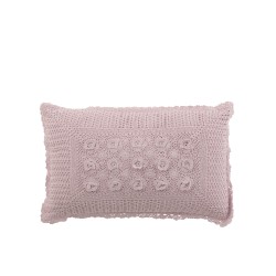 Coussin rectangulaire avec dentelles en coton mauve 51x30cm