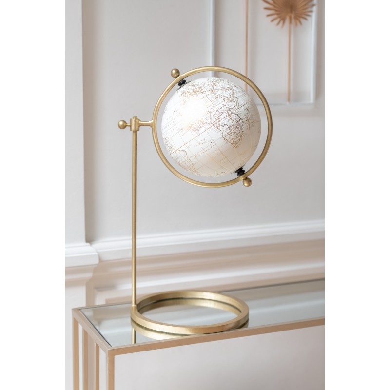 Globe sur socle ajustable en métal blanc 20x20x35 cm