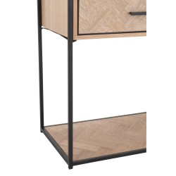 Console avec tiroirs en bois naturel et métal noir 120x40x80cm