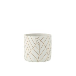 Macetero de cerámica blanco de 16x16x14.5 cm